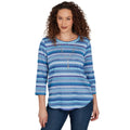 Alfred Dunner Textured Stripe Knit Top with Necklace - Blue